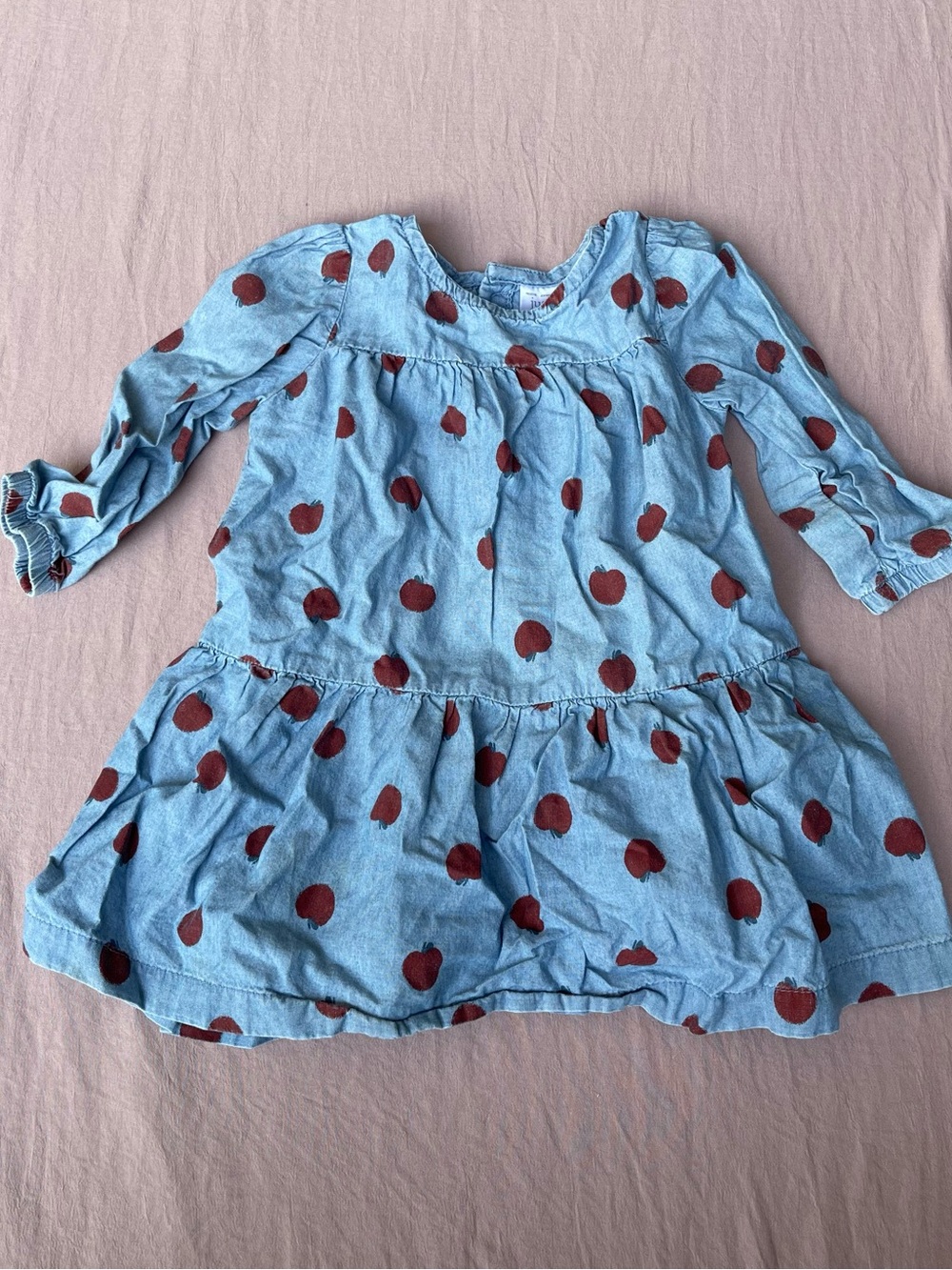 Girls' Mixed-Print Summer Dress (Blue Red Floral Stripe Cream) 12M - Picture 7 of 14